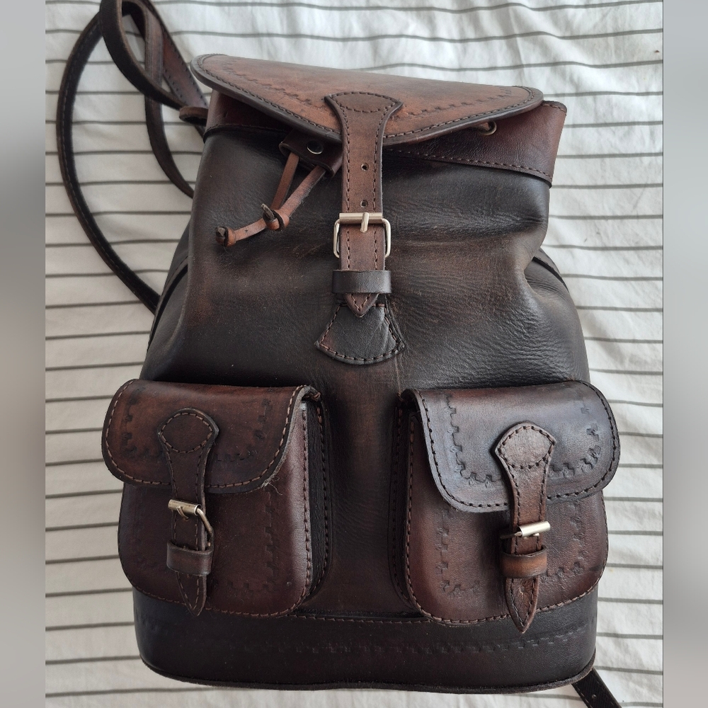 Brown Leather Backpack